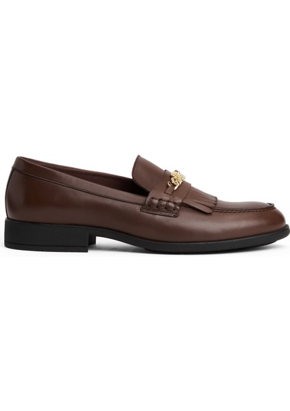 Deri Koyu Kahve Kadın Loafer FW0FW08971GV0