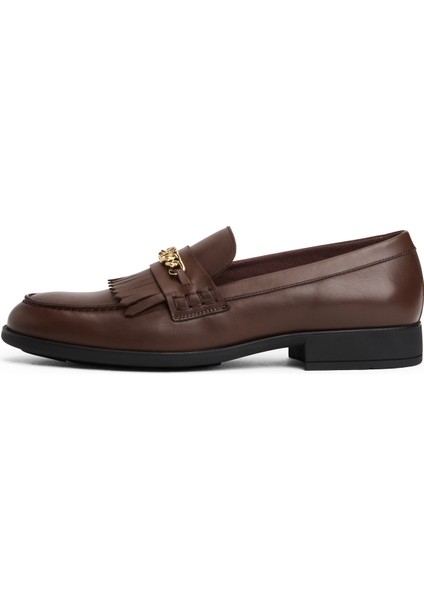 Deri Koyu Kahve Kadın Loafer FW0FW08971GV0 fiyatları