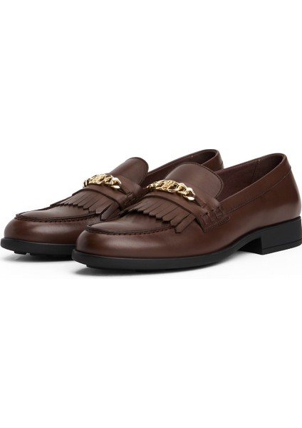 Deri Koyu Kahve Kadın Loafer FW0FW08971GV0 modelleri