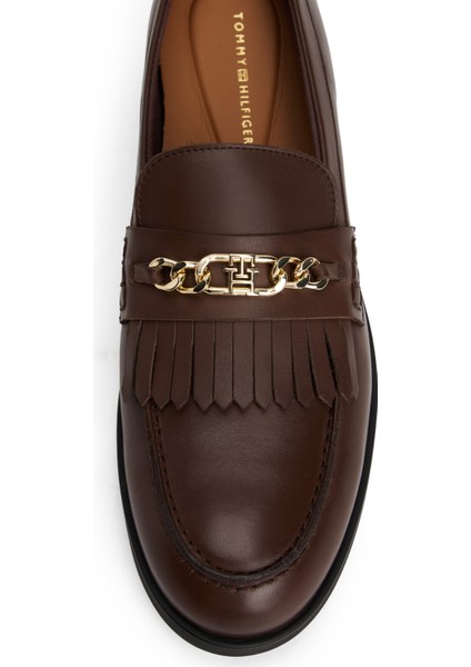 Deri Koyu Kahve Kadın Loafer FW0FW08971GV0 fırsatları