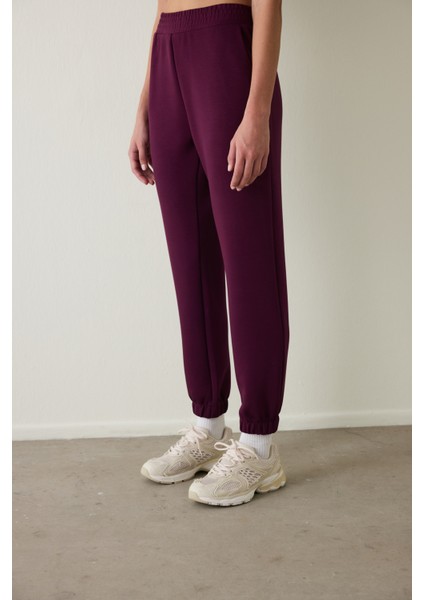Bordo Silky Feel Normal Bel Jogger Eşofman Altı