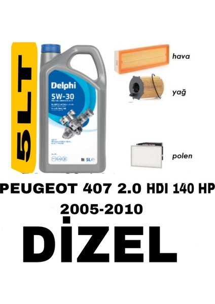 Peugeot 407 2.0 Hdı Dizel Filtre Seti+Delphi Bakım Seti Mazot Filtresi Hariç fiyatları