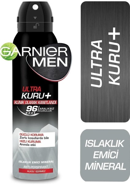Erkek Sprey Deodorant Kokusuz Ultra Kuru 96 Saat Etkili Alkol İçermez 150 ml