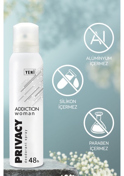 Addiction Kadın Sprey Deodorant 48 Saat Etkili Pudrasız 6'lı Paket 150 ml Ferah Koku indirimleri