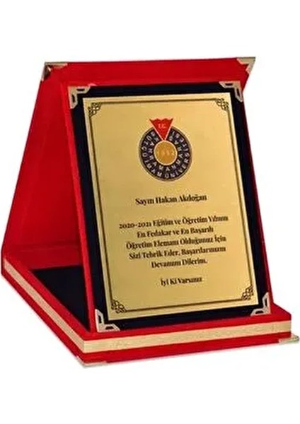Kişiye Özel Plaket - Kişiye Özel Kadife Plaket - Öğretmene Plaket - Büyük Boy Plaket ( 16 x 21 )