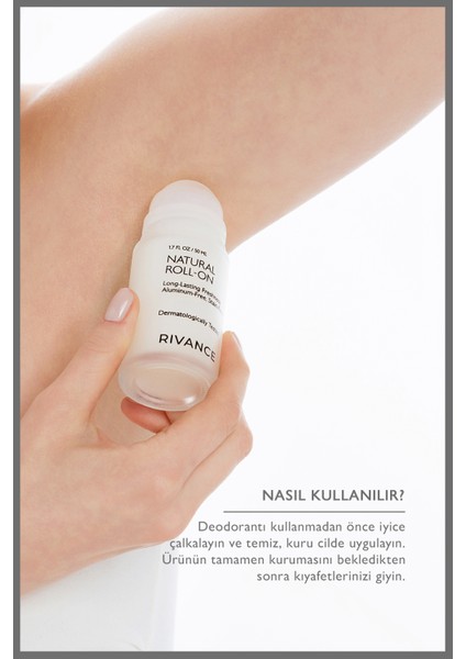 Roll-On Doğal Kokusuz Unisex 50 ml Pudrasız Alüminyum İçermeyen Dermatolojik Onaylı