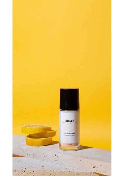 Roll-on Deodorant 50 ml Unisex Odunsu Gül Ağacı ve Limon Kabuğu Aromalı Pudrasız Doğal
