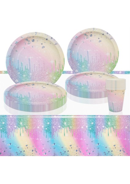 Gradient Doğum Günü Tek Kullanımlık Sofra Takımı Makaron Kağıt Tabak Bardak A (Yurt Dışından) fiyatları