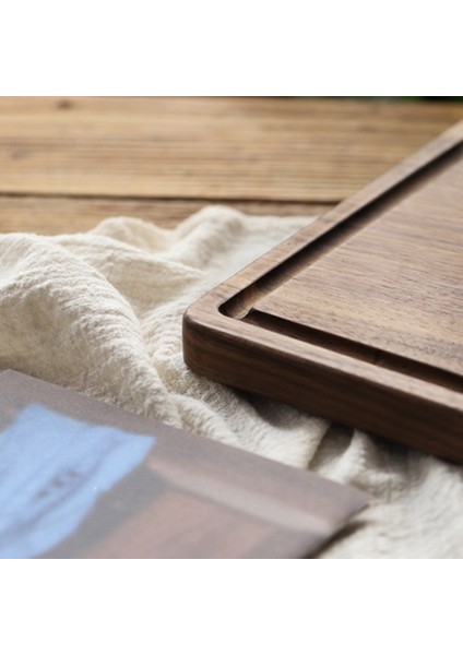 Siyah Ceviz Doğrama Tahtası Biftek Tahtası Masif Ahşap Biftek Tepsisi Koruyucu Mutfak Kesme Tahtası Oluklu Biftek Tabağı Ekmek Tabağı Tepsisi (Yurt Dışından) fırsatları