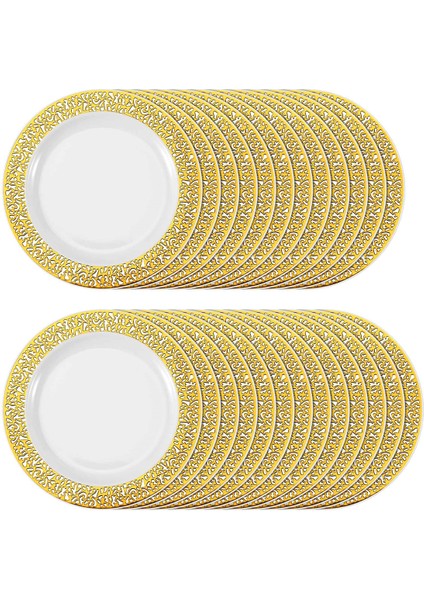 Altın Tek Kullanımlık Plastik Tabaklar - Dantel Tasarım Düğün Partisi Plastik Tabakları, Altın Dantel Tabaklar Salata/tatlı Tabakları 25'li Paket - 7,5 Inç (Yurt Dışından) modelleri