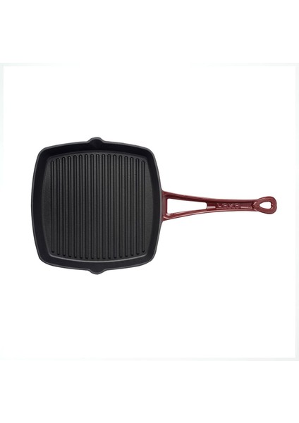 Döküm Kare Izgara Tava Döküm Demir Yekpare Saplı. Ölçü 26X26CM.-BORDO modelleri