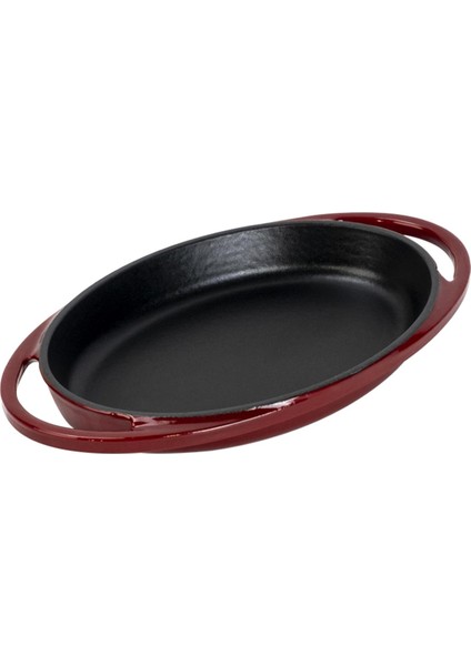 Döküm Oval Sahan Döküm Demir Yekpare Çift Kulplu Ölçü 21X14CM.-BORDO fiyatları