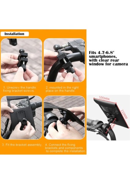 Motosiklet Bisiklet 360° Döndürülebilir Su Geçirmez Telefon Kılıfı Telefon Tutucu 4’’-7.2 Inç