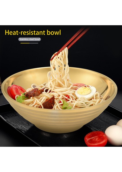 Yuvarlak Erişte Yemek Kasesi Çift Katmanlı Haşlanmaya Karşı Dayanıklı Sofra Takımı Sıcak Tencere Sosu Çorba Pilav Büyük Ramen Kasesi Paslanmaz Çelik Kase Altın (Yurt Dışından) fiyatları