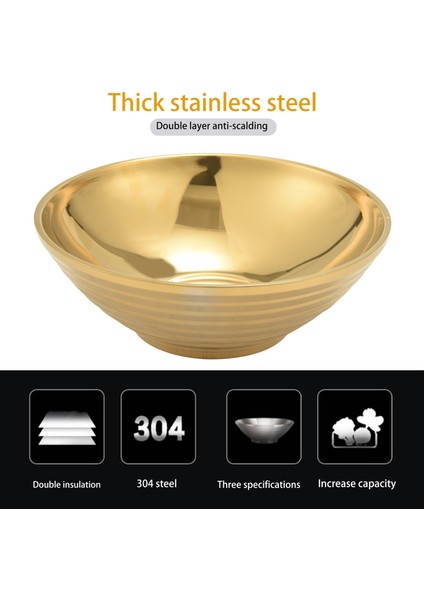 Yuvarlak Erişte Yemek Kasesi Çift Katmanlı Haşlanmaya Karşı Dayanıklı Sofra Takımı Sıcak Tencere Sosu Çorba Pilav Büyük Ramen Kasesi Paslanmaz Çelik Kase Altın (Yurt Dışından) modelleri