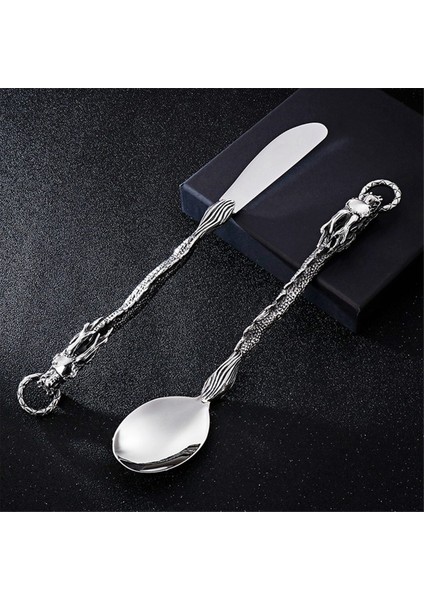 Çatal Bıçak Takımı Çin Zodyağı Ejderha Batı Tarzı Kaşık Trend Punk Rüzgar Paslanmaz Çelik Taşınabilir Sofra Takımı (Yurt Dışından) modelleri