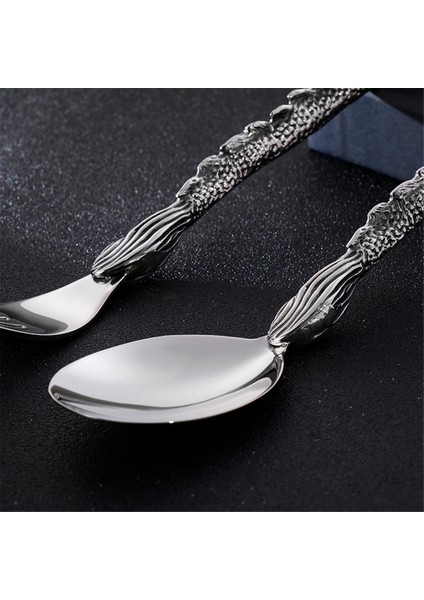 Çatal Bıçak Takımı Çin Zodyağı Ejderha Batı Tarzı Kaşık Trend Punk Rüzgar Paslanmaz Çelik Taşınabilir Sofra Takımı (Yurt Dışından) fırsatları