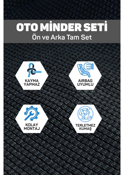 Mindra Serisi Skoda Rapid Spaceback 2013 - 2018 Uyumlu Oto Koltuk Minder Seti - Füme fiyatları