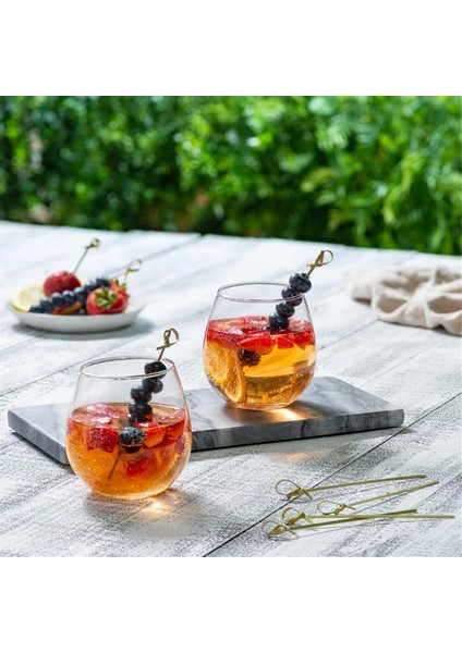 500 Adet Tek Kullanımlık Bambu Düğüm Şiş Bükülmüş Uçlu Kokteyl Çubukları Atıştırmalıklar, Kulüp Sandviçleri, Parti Barbekü Çatalları (Yurt Dışından)