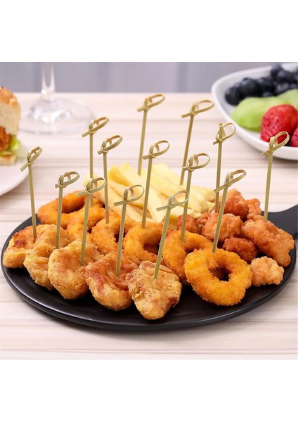 500 Adet Tek Kullanımlık Bambu Düğüm Şiş Bükülmüş Uçlu Kokteyl Çubukları Atıştırmalıklar, Kulüp Sandviçleri, Parti Barbekü Çatalları (Yurt Dışından) modelleri