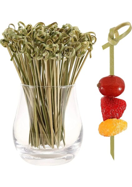 500 Adet Tek Kullanımlık Bambu Düğüm Şiş Bükülmüş Uçlu Kokteyl Çubukları Atıştırmalıklar, Kulüp Sandviçleri, Parti Barbekü Çatalları (Yurt Dışından) indirimleri