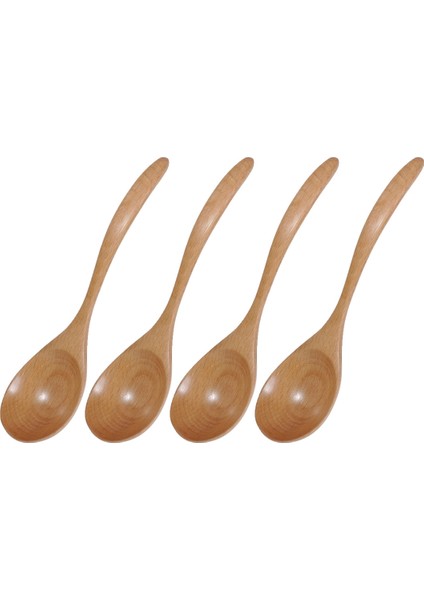 4 Adet Ahşap Kaşık Çorba Kaşıkları Doğal Ahşap Kaşıklar Tatlı Kaşığı Çay Kaşığı Kavisli Kaşık (Yurt Dışından)