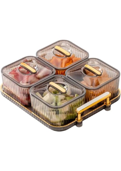 Meyveler, Kuruyemişler, Bölmeli Parti Tabağı, Krakerler Için Kapaklı Bölmeli Servis Kasesi Için Çok Amaçlı Parti Atıştırmalık Tepsisi (Yurt Dışından)
