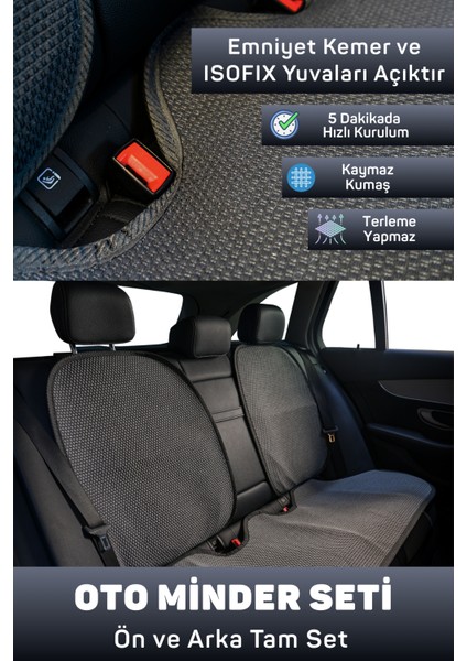 Mindra Serisi Renault Fluence 2010 - 2014 Uyumlu Oto Koltuk Minder Seti - Füme fırsatları