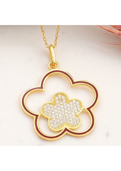 Gold Çiçegi 925 Ayar Gümüş Kadın Kolye