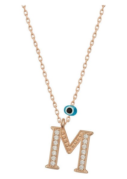 M Harfi Rose 925 Ayar Gümüş Kadın Kolye