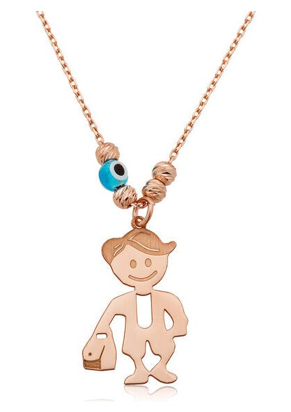 Rose Erkek Çocuk 925 Ayar Gümüş Kadın Kolye