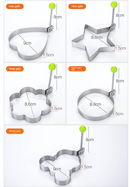 Omlet Halkası 5 Adet Paslanmaz Çelik Omlet Kalıbı Satın Alındı) (Yurt Dışından) fiyatları