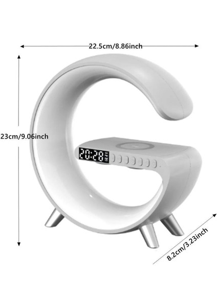 Bluetooth Hoparlör 15w Kablosuz Hızlı Şarj Alarm Çalar Saat Gece Lambası Ambians Led Işık