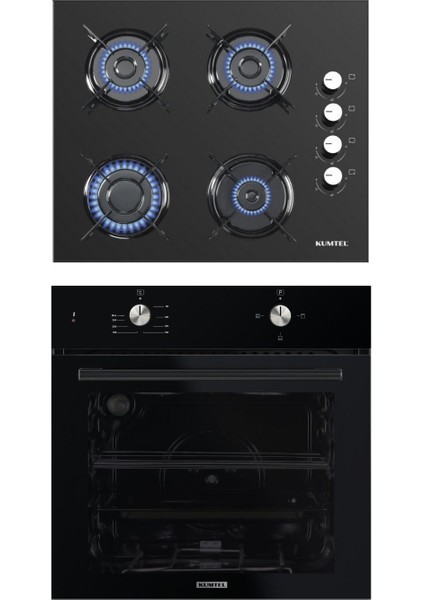 Ankastre Set KO-40TAHDF Gaz Emniyetli Cam Ocak ve 3 Programlı A+ Sınıfı Siyah Ankastre Fırın indirimleri