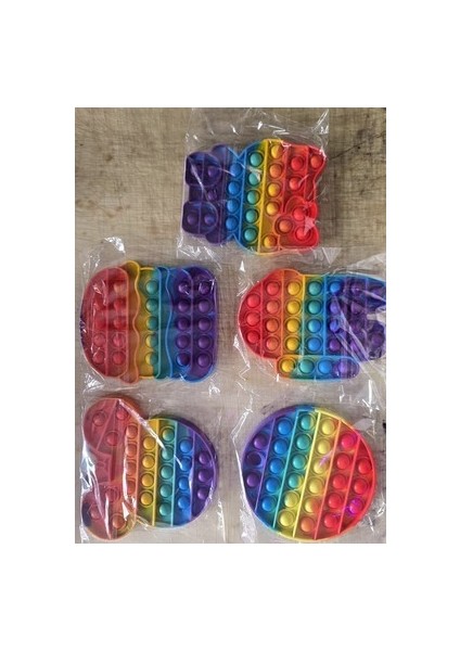 Popit Gökkuşağı Renkli Duyusal Stres Oyuncağı Daire Eğlenceli Tasarım ve Strateji Geliştirici modelleri
