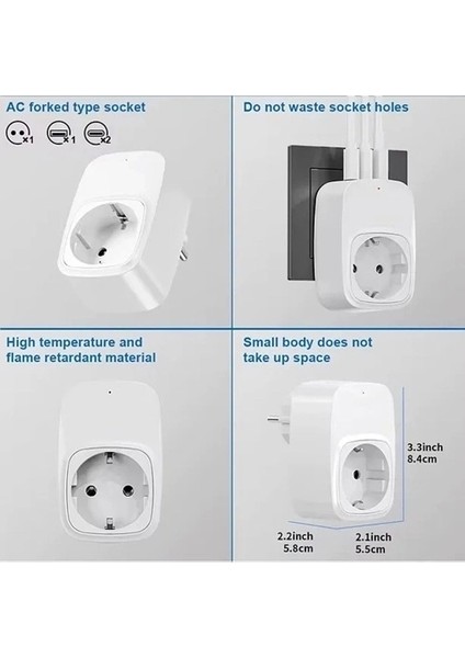 Tekli Yüksek Voltaj Korumalı Duvar Prizi 2x Type-C 1x USB Çıkışlı Priz Grup Priz Çoğaltıcı Beyaz modelleri