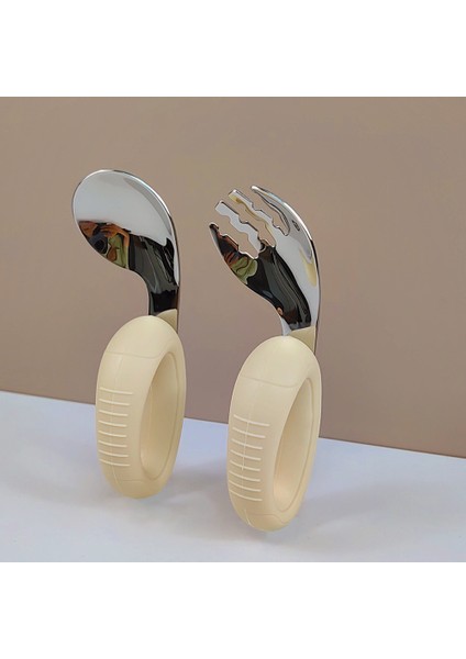 Yeni Tasarım, Kavraması Kolay, Kısa Sap, Öğrenme Aracı, Silikon, Bebek, 316 Paslanmaz Çelik, Çatal ve Kaşık (Yurt Dışından)