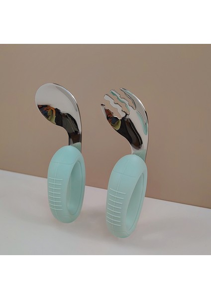 Yeni Tasarım, Kavraması Kolay, Kısa Sap, Öğrenme Aracı, Silikon, Bebek, 316 Paslanmaz Çelik, Çatal ve Kaşık (Yurt Dışından)