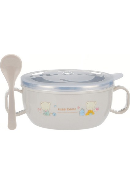Bebek Mama Kabı Paslanmaz Çelik Yalıtım Kabı Kaşık Seti Çocuk Sofra Takımı Karikatür Baskılı Çocuk Mama Kabı Bpa Içermez 300ML (Yurt Dışından)