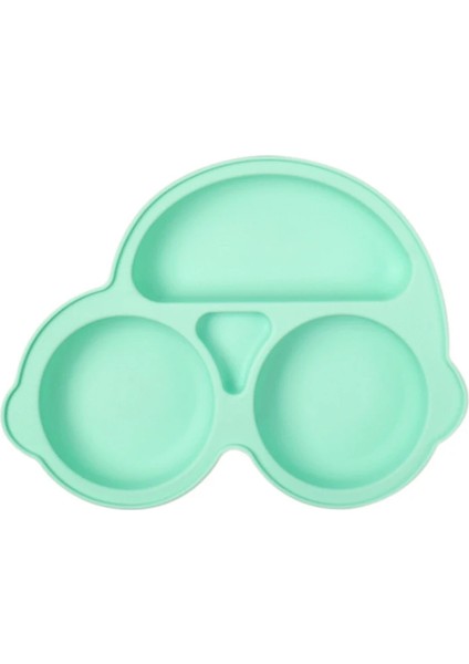 Bebek Silikon Yemek Tabağı Çocuk Besleme Tabağı Katı Araba Yüzü Yürümeye Başlayan Çocuk Sofra Takımı (Yurt Dışından)