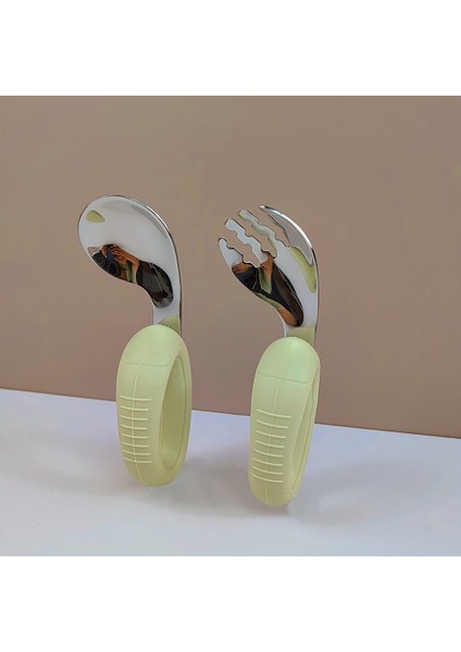 Yeni Tasarım, Kavraması Kolay, Kısa Sap, Öğrenme Aracı, Silikon, Bebek, 316 Paslanmaz Çelik, Çatal ve Kaşık (Yurt Dışından)