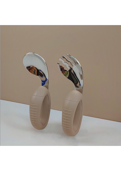 Yeni Tasarım, Kavraması Kolay, Kısa Sap, Öğrenme Aracı, Silikon, Bebek, 316 Paslanmaz Çelik, Çatal ve Kaşık (Yurt Dışından)