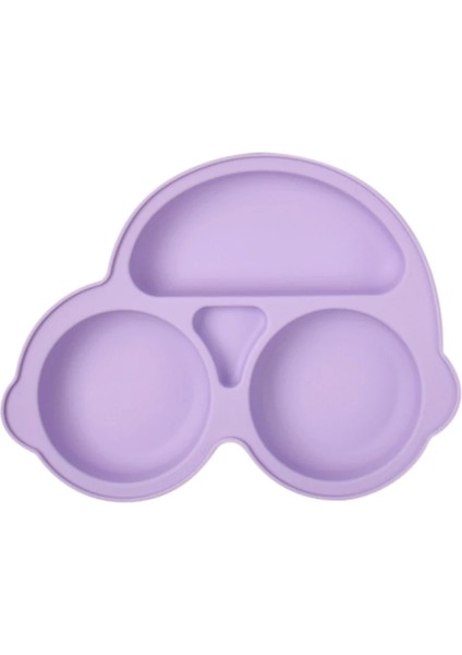 Bebek Silikon Yemek Tabağı Çocuk Besleme Tabağı Katı Araba Yüzü Yürümeye Başlayan Çocuk Sofra Takımı (Yurt Dışından)