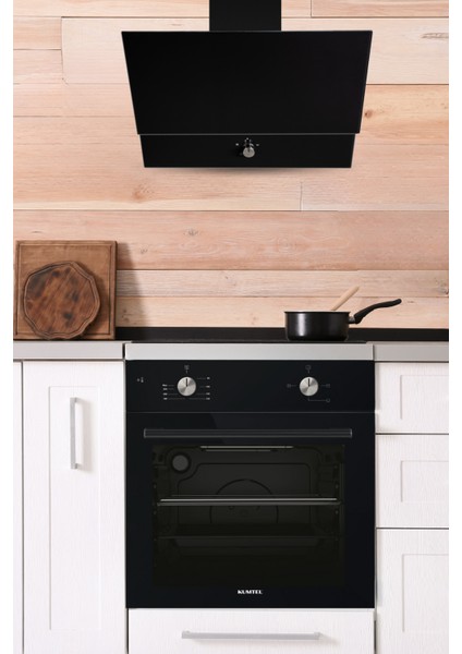 Ankastre Set KO-40TAHDF DA6-830 Siyah Cam Ocak Fırın Davlumbaz A+ Enerji Sınıfı