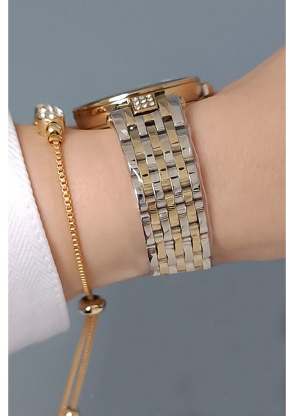 Kadın Kol Saati Analog Çelik Kordon Metal Kasa 3 ATM Su Geçirmez Altın Gri Renk indirimleri