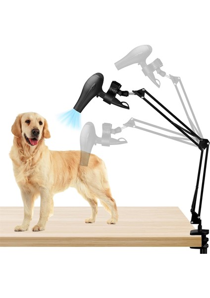 Köpek Saç Kurutucu Tutucu, 360 ° Döndürülebilir Eller Serbest Evcil Hayvan Kurutma Makinesi, Ayarlanabilir Kelepçeli, Çoğu Saç Kurutucusuna Uyuyor (Yurt Dışından)