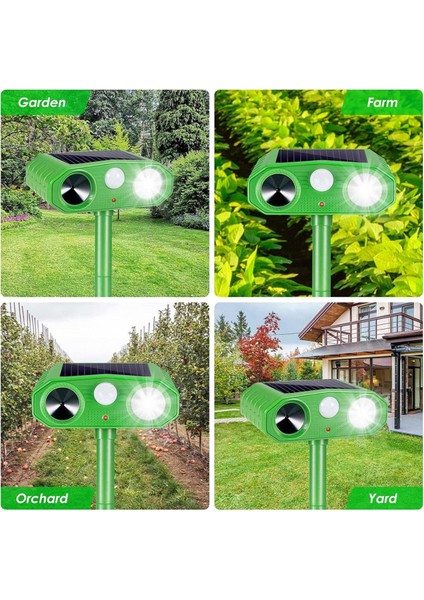 2 Pcs Ultrasonik Hayvan Kurtlayıcı Açık Güneş Hayvan Kovucu Hareket Sensörü LED Flaş Işık Alarmı ile Su Geçirmez (Yurt Dışından) indirimleri