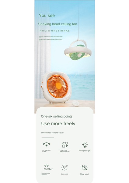 Tavan Fanı Uzaktan Kumanda Salınım Fan 7inch 4000MAH 4 Dişliler ve Sıcak Işık LED Lamba USB Masası Tavan Fan-B (Yurt Dışından) fırsatları