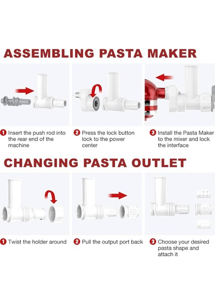 6 Farklı Şekilli Makarnalı Mutchanaid Stand Motoser Makarna Makarna Pres Maker Bağlantı Seti (Yurt Dışından)