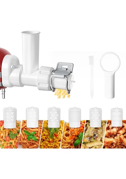 6 Farklı Şekilli Makarnalı Mutchanaid Stand Motoser Makarna Makarna Pres Maker Bağlantı Seti (Yurt Dışından) modelleri